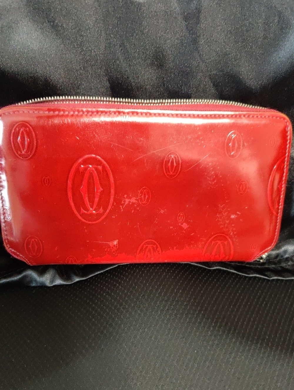 Cartier Double‑C Burgundy Leather Zip Wallet • Vintage Luxury • COA Included